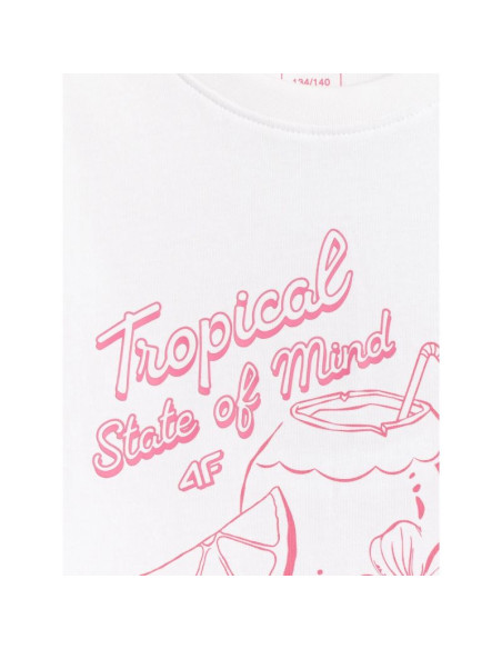 T-shirt bawełniany dziewczęcy 4f 4fjrss26ttshf3983-11s