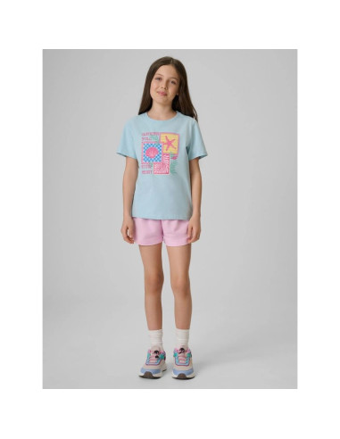 T-shirt regular z nadrukiem dziewczęcy 4f 4fjrss26ttshf4418-33s