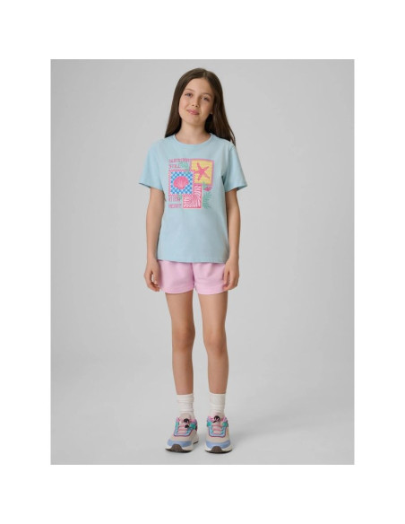 T-shirt regular z nadrukiem dziewczęcy 4f 4fjrss26ttshf4418-33s