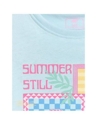 T-shirt regular z nadrukiem dziewczęcy 4f 4fjrss26ttshf4418-33s