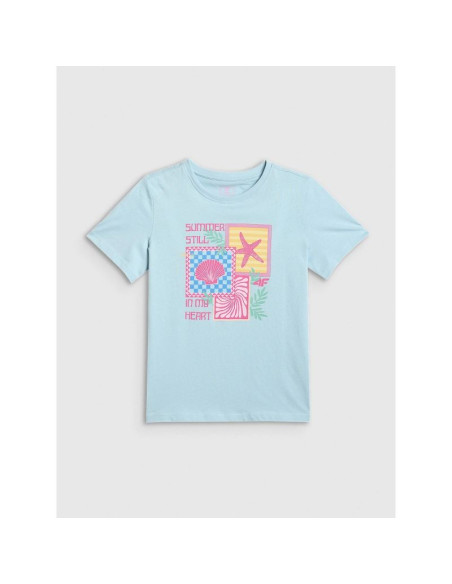 T-shirt regular z nadrukiem dziewczęcy 4f 4fjrss26ttshf4418-33s