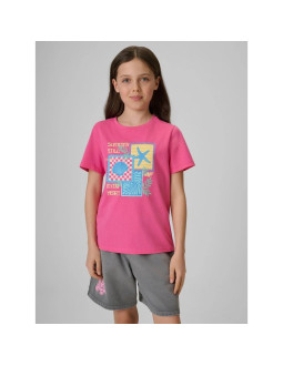 T-shirt regular z nadrukiem dziewczęcy 4f 4fjrss26ttshf4418-54s