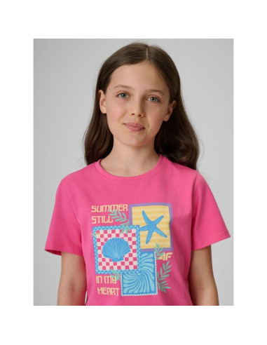 T-shirt regular z nadrukiem dziewczęcy 4f 4fjrss26ttshf4418-54s