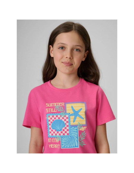 T-shirt regular z nadrukiem dziewczęcy 4f 4fjrss26ttshf4418-54s