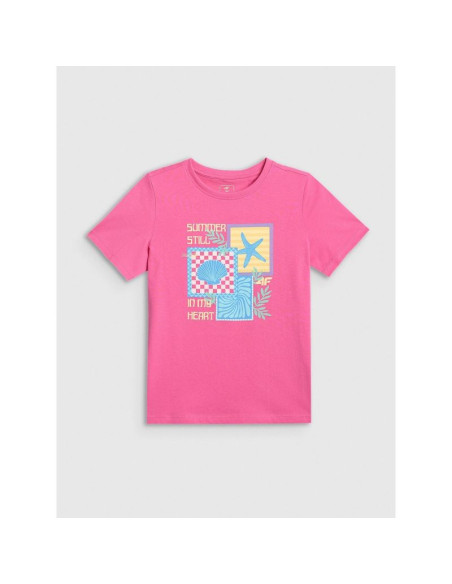 T-shirt regular z nadrukiem dziewczęcy 4f 4fjrss26ttshf4418-54s