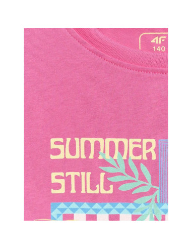 T-shirt regular z nadrukiem dziewczęcy 4f 4fjrss26ttshf4418-54s