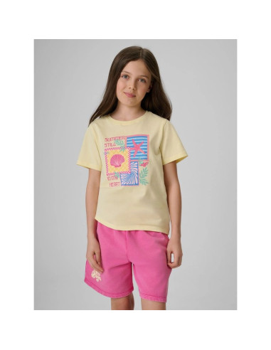 T-shirt regular z nadrukiem dziewczęcy 4f 4fjrss26ttshf4418-73s
