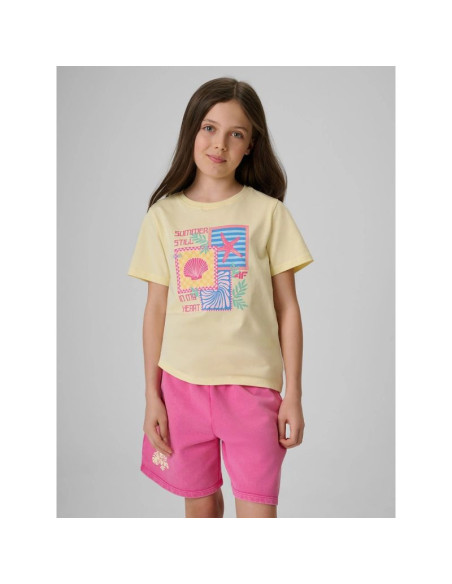T-shirt regular z nadrukiem dziewczęcy 4f 4fjrss26ttshf4418-73s
