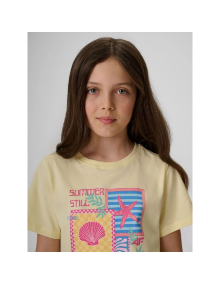 T-shirt regular z nadrukiem dziewczęcy 4f 4fjrss26ttshf4418-73s