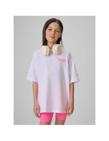 T-shirt loose z nadrukiem dziewczęcy 4f 4fjrss26ttshf3910-10s