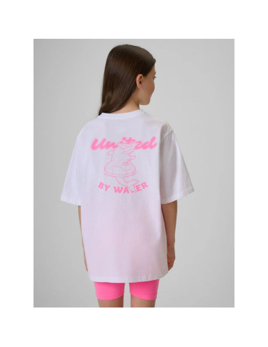 T-shirt loose z nadrukiem dziewczęcy 4f 4fjrss26ttshf3910-10s