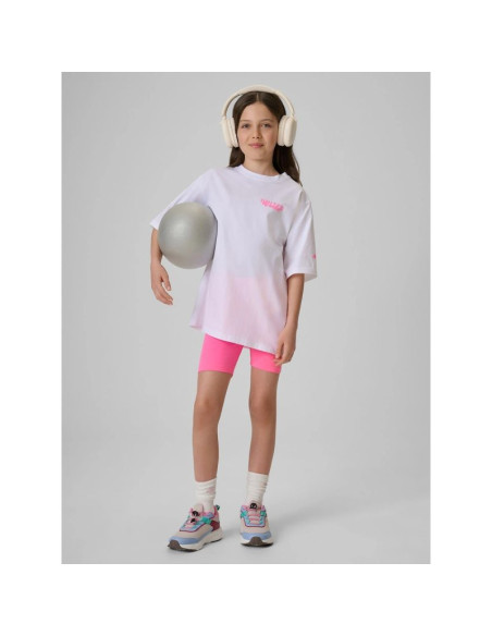 T-shirt loose z nadrukiem dziewczęcy 4f 4fjrss26ttshf3910-10s