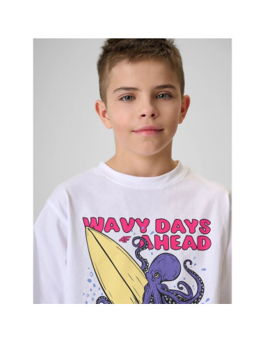 T-shirt bawełniany chłopięcy 4f 4fjrss26ttshm3904-10s