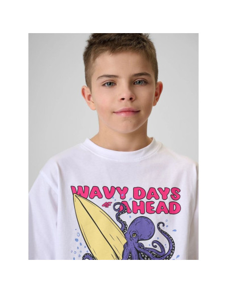 T-shirt bawełniany chłopięcy 4f 4fjrss26ttshm3904-10s