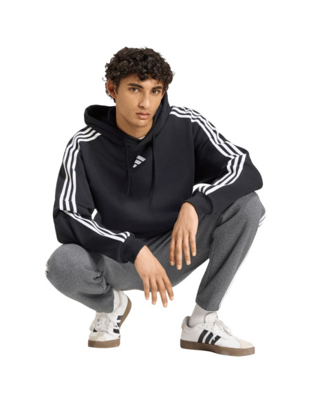 Bluza męska adidas essentials 3-stripes french terry hoodie czarna ky6605