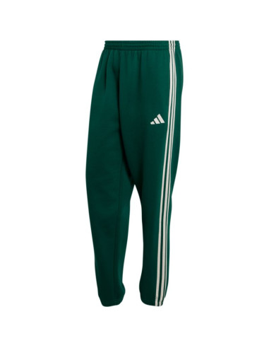 Spodnie męskie adidas essentials 3-stripes fleece tapered cuffed zielone ky4129
