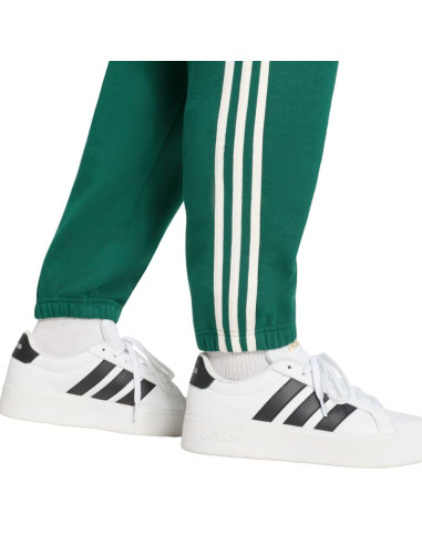 Spodnie męskie adidas essentials 3-stripes fleece tapered cuffed zielone ky4129