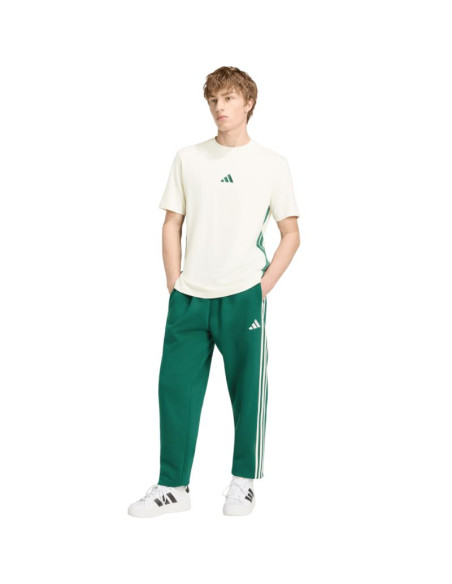 Spodnie męskie adidas essentials 3-stripes fleece tapered cuffed zielone ky4129