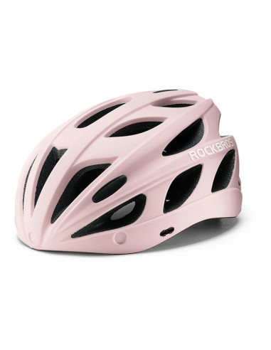 Kask rowerowy rockbros z szybką, odpinane okulary z ochroną uv, odłączany daszek, unisex - różowy