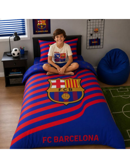 Fc barcelona pościel komplet bawełna 140x200 + 70x90 cm fcb-4522bl
