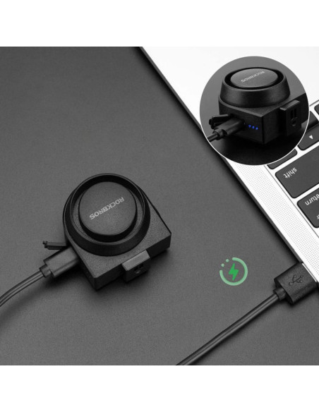 Dzwonek rowerowy rockbros a2 z alarmem 115 db z pilotem usb-c - czarny
