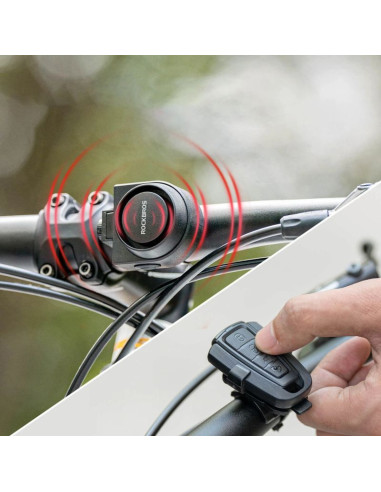 Dzwonek rowerowy rockbros a2 z alarmem 115 db z pilotem usb-c - czarny