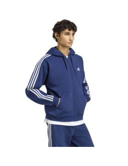 Bluza męska adidas essentials 3-stripes fleece full-zip hoodie granatowa ky4144