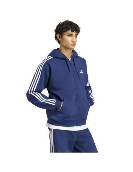 Bluza męska adidas essentials 3-stripes fleece full-zip hoodie granatowa ky4144