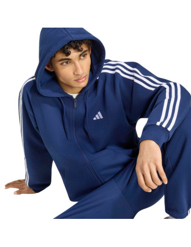 Bluza męska adidas essentials 3-stripes fleece full-zip hoodie granatowa ky4144