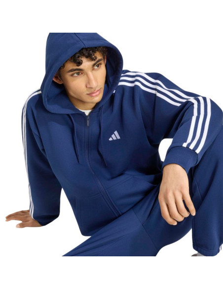 Bluza męska adidas essentials 3-stripes fleece full-zip hoodie granatowa ky4144
