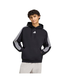 Bluza męska adidas essentials 3-stripes fleece hoodie czarna ky6602