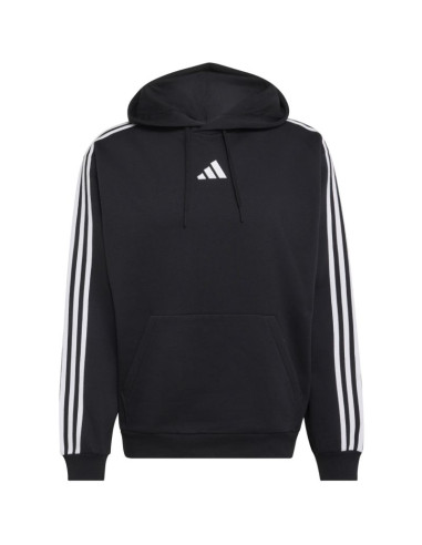 Bluza męska adidas essentials 3-stripes fleece hoodie czarna ky6602