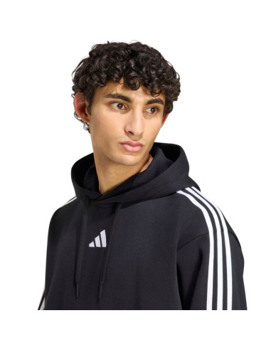 Bluza męska adidas essentials 3-stripes fleece hoodie czarna ky6602