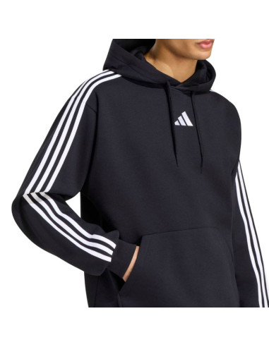 Bluza męska adidas essentials 3-stripes fleece hoodie czarna ky6602