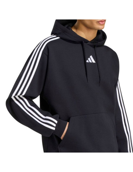 Bluza męska adidas essentials 3-stripes fleece hoodie czarna ky6602
