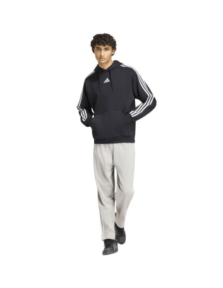 Bluza męska adidas essentials 3-stripes fleece hoodie czarna ky6602