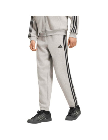 Spodnie męskie adidas essentials 3-stripes fleece tapered cuffed szare ky4127