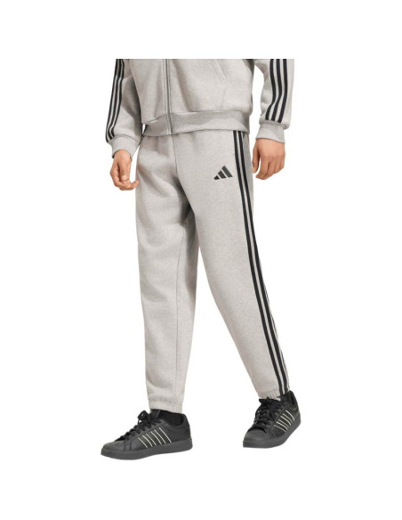 Spodnie męskie adidas essentials 3-stripes fleece tapered cuffed szare ky4127