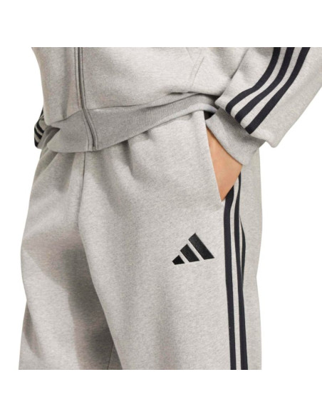 Spodnie męskie adidas essentials 3-stripes fleece tapered cuffed szare ky4127