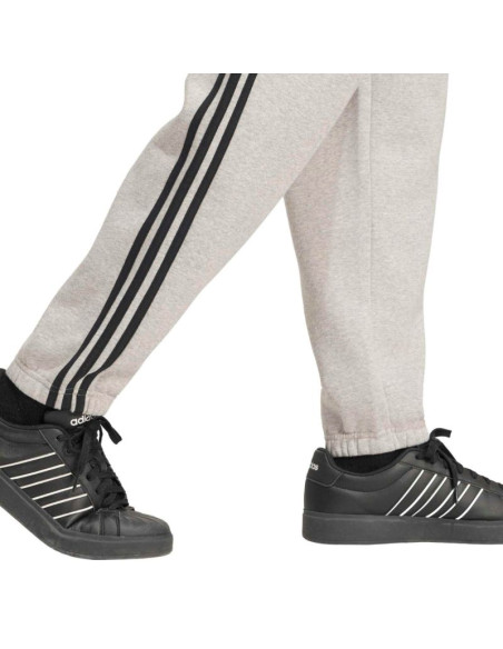 Spodnie męskie adidas essentials 3-stripes fleece tapered cuffed szare ky4127