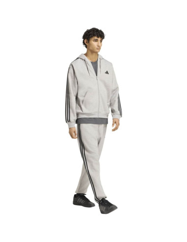 Spodnie męskie adidas essentials 3-stripes fleece tapered cuffed szare ky4127