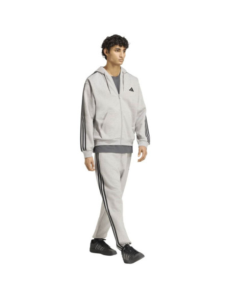 Spodnie męskie adidas essentials 3-stripes fleece tapered cuffed szare ky4127