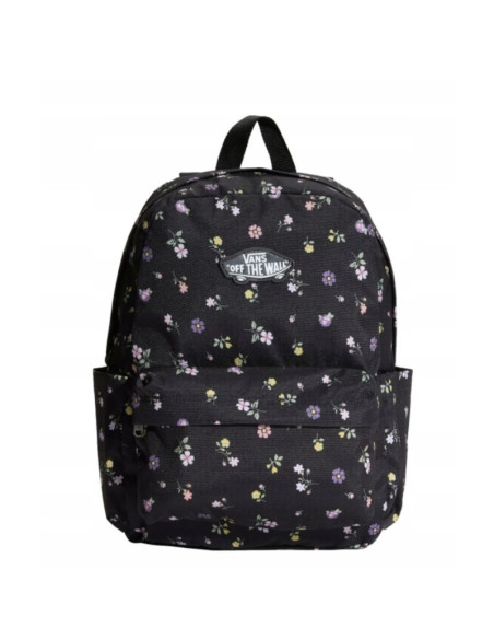Plecak szkolny vans old skool classic backpack 22l czarny kwiaty kwiatki - vn000h56htl
