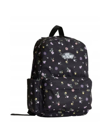 Plecak szkolny vans old skool classic backpack 22l czarny kwiaty kwiatki - vn000h56htl