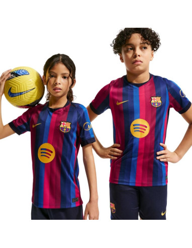 Koszulka dla dzieci nike fc barcelona 2026/27 stadium home bordowo-niebieska ii1624 683