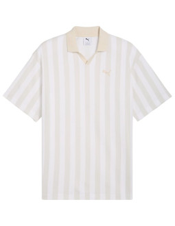 Koszulka męska puma class relaxed pinnacle polo biało-beżowa 692069 02