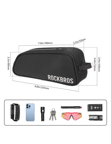 Torba rowerowa rockbros tl004 road to sky 0,7 l na ramę wodoodporna - czarna