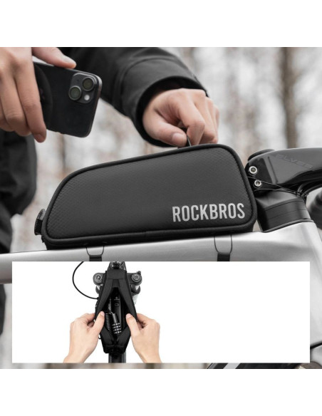 Torba rowerowa rockbros tl004 road to sky 0,7 l na ramę wodoodporna - czarna