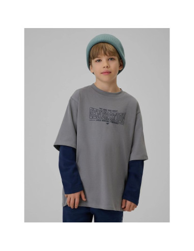 Longsleeve loose z nadrukiem chłopięcy 4f 4fjrss26tlonm631-24s