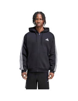 Bluza męska adidas essentials 3-stripes fleece full-zip hoodie czarna ky6559